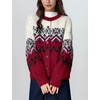 image:imagechouyatou Womens Fall Loose Snowflower Cardigan Sweater Fluffy Button Down Crewneck Preppy Knit Cardigan JacketRed