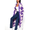 image:imagechouyatou Womens Furry Warm Color Block Houndstooth Printed Open Front Cardigan Knit Long Sweater CoatPurple