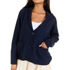 image:imagechouyatou Women Fall Flag Back Shaw Collar Knit Cardigan Sweater Casual Open Front Cardigan with PocketsNavy Blue