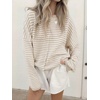 image:imagechouyatou Women 2025 Fall Striped Cardigan Sweaters Lightweight Cute Crewneck Button Down Cardigan JacketKhaki