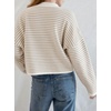 image:imagechouyatou Women 2025 Fall Striped Cardigan Sweaters Lightweight Cute Crewneck Button Down Cardigan JacketKhaki