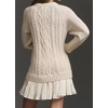 image:imagechouyatou Womens 2025 Fall Winter Cable Knit Pullover Sweater Dress Cute Chiffon Bottom Patchwork Mini Pleated DressBeige