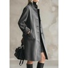 image:imagechouyatou Womens 2025 Fall Winter Faux Suede Trench Coat Single Breasted Business Casual Midi Long Pea Coat