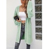 image:imagechouyatou Womens 2025 Open Front Herringbone Striped Cardigans Color Block Fuzzy Knit Midi Long Sweater CardiganGreen