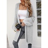 image:imagechouyatou Womens 2025 Open Front Herringbone Striped Cardigans Color Block Fuzzy Knit Midi Long Sweater CardiganGrey