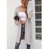 image:imagechouyatou Womens 2025 Open Front Herringbone Striped Cardigans Color Block Fuzzy Knit Midi Long Sweater CardiganKhaki