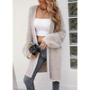 image:imagechouyatou Womens 2025 Open Front Herringbone Striped Cardigans Color Block Fuzzy Knit Midi Long Sweater CardiganKhaki
