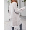 image:imagechouyatou Womens 2025 Open Front Herringbone Striped Cardigans Color Block Fuzzy Knit Midi Long Sweater CardiganKhaki