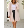 image:imagechouyatou Womens 2025 Open Front Herringbone Striped Cardigans Color Block Fuzzy Knit Midi Long Sweater CardiganPink