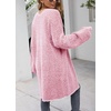 image:imagechouyatou Womens 2025 Open Front Herringbone Striped Cardigans Color Block Fuzzy Knit Midi Long Sweater CardiganRed