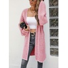 image:imagechouyatou Womens 2025 Open Front Herringbone Striped Cardigans Color Block Fuzzy Knit Midi Long Sweater CardiganRed