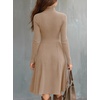 image:imagechouyatou Womens 2026 Winter Fall Dresses Long Sleeve Semi Formal ALine Rib Knit Midi Long Sweater DressKhaki