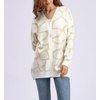 image:imagechouyatou Womens Boho Color Block Floral Cardigans Casual Button Down V Neck Knit Cardigan Sweater Outerwear CoatBeige White