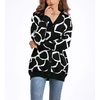image:imagechouyatou Womens Boho Color Block Floral Cardigans Casual Button Down V Neck Knit Cardigan Sweater Outerwear CoatBlack