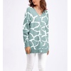 image:imagechouyatou Womens Boho Color Block Floral Cardigans Casual Button Down V Neck Knit Cardigan Sweater Outerwear CoatGreen