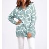 image:imagechouyatou Womens Boho Color Block Floral Cardigans Casual Button Down V Neck Knit Cardigan Sweater Outerwear CoatGreen