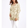 image:imagechouyatou Womens Boho Color Block Floral Cardigans Casual Button Down V Neck Knit Cardigan Sweater Outerwear CoatKhaki