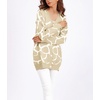 image:imagechouyatou Womens Boho Color Block Floral Cardigans Casual Button Down V Neck Knit Cardigan Sweater Outerwear CoatKhaki