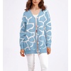 image:imagechouyatou Womens Boho Color Block Floral Cardigans Casual Button Down V Neck Knit Cardigan Sweater Outerwear CoatLight Blue