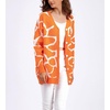 image:imagechouyatou Womens Boho Color Block Floral Cardigans Casual Button Down V Neck Knit Cardigan Sweater Outerwear CoatOrange