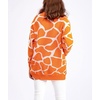 image:imagechouyatou Womens Boho Color Block Floral Cardigans Casual Button Down V Neck Knit Cardigan Sweater Outerwear CoatOrange