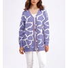 image:imagechouyatou Womens Boho Color Block Floral Cardigans Casual Button Down V Neck Knit Cardigan Sweater Outerwear CoatPurple
