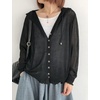 image:imagechouyatou Womens Casual Button Down Hooded Jacquard Knit Cardigan Sweater JacketsBlack