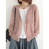image:imagechouyatou Womens Casual Button Down Hooded Jacquard Knit Cardigan Sweater JacketsPink