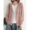 image:imagechouyatou Womens Casual Button Down Hooded Jacquard Knit Cardigan Sweater JacketsPink