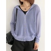 image:imagechouyatou Womens Casual Button Down Hooded Jacquard Knit Cardigan Sweater JacketsPurple
