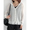 image:imagechouyatou Womens Casual Button Down Hooded Jacquard Knit Cardigan Sweater JacketsWhite