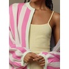 image:imagechouyatou Womens Color Block Striped Cardigan Open Front Loose Fit Cozy Knit Cardigan Sweater JacketPink