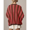 image:imagechouyatou Womens Color Block Striped Cardigan Open Front Loose Fit Cozy Knit Cardigan Sweater JacketRed