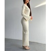 image:imagechouyatou Womens Crew Neck Ribbed Knit Maxi Dress Bell Long Sleeve Bodycon Sweater Long DressBeige