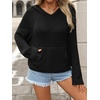 image:imagechouyatou Womens Cute Star Pattern Pullover Cropped Hoodie Sweater Kangaroo Pocket Knit Jumper TopsBlack