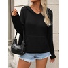 image:imagechouyatou Womens Cute Star Pattern Pullover Cropped Hoodie Sweater Kangaroo Pocket Knit Jumper TopsBlack
