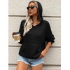image:imagechouyatou Womens Cute Star Pattern Pullover Cropped Hoodie Sweater Kangaroo Pocket Knit Jumper TopsBlack