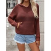 image:imagechouyatou Womens Cute Star Pattern Pullover Cropped Hoodie Sweater Kangaroo Pocket Knit Jumper TopsCoffee