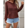 image:imagechouyatou Womens Cute Star Pattern Pullover Cropped Hoodie Sweater Kangaroo Pocket Knit Jumper TopsCoffee