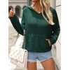 image:imagechouyatou Womens Cute Star Pattern Pullover Cropped Hoodie Sweater Kangaroo Pocket Knit Jumper TopsGreen