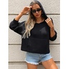 image:imagechouyatou Womens Cute Star Pattern Pullover Cropped Hoodie Sweater Kangaroo Pocket Knit Jumper TopsNavy