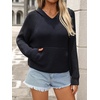 image:imagechouyatou Womens Cute Star Pattern Pullover Cropped Hoodie Sweater Kangaroo Pocket Knit Jumper TopsNavy