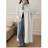 image:imagechouyatou Womens Elegant Lapel Maxi Cardigan Ribbed Knit Sweaters Open Front Long Trench Coat Outerwear CoatiganBeige White