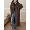 image:imagechouyatou Womens Elegant Lapel Maxi Cardigan Ribbed Knit Sweaters Open Front Long Trench Coat Outerwear CoatiganCoffee