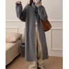 image:imagechouyatou Womens Elegant Lapel Maxi Cardigan Ribbed Knit Sweaters Open Front Long Trench Coat Outerwear CoatiganGray