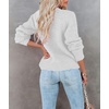 image:imagechouyatou Womens Fall Button Down Cardigan Sweater Loose VNeck Ribbed Chunky Knit Cardigan TopBeige