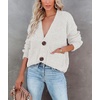image:imagechouyatou Womens Fall Button Down Cardigan Sweater Loose VNeck Ribbed Chunky Knit Cardigan TopBeige
