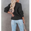 image:imagechouyatou Womens Fall Button Down Cardigan Sweater Loose VNeck Ribbed Chunky Knit Cardigan TopBlack