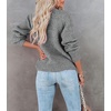 image:imagechouyatou Womens Fall Button Down Cardigan Sweater Loose VNeck Ribbed Chunky Knit Cardigan TopGrey