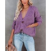 image:imagechouyatou Womens Fall Button Down Cardigan Sweater Loose VNeck Ribbed Chunky Knit Cardigan TopPurple